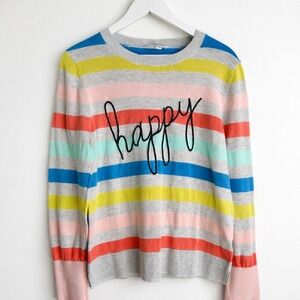 Time And Tru Womens Multicolor Striped Sweater Size Large 12-14 Happy Knit Soft
